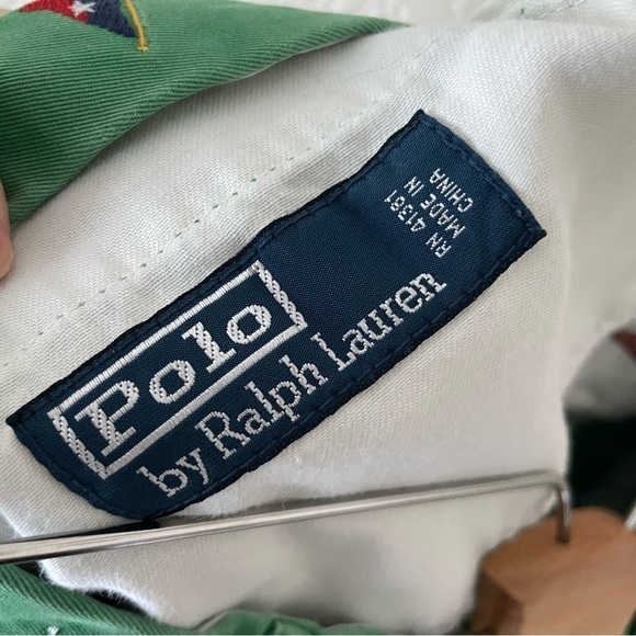 Polo Ralph Lauren Nautical Flag Embroidered Green Chino Shorts - Picture 4 of 5